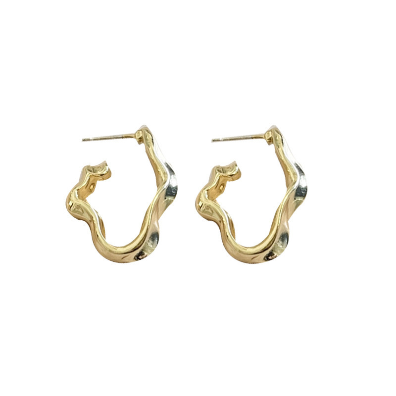 Irregular Liquid Metal Earrings Personality Retro Geometric Hollow Out Earrings Woman Party Travel Christmas