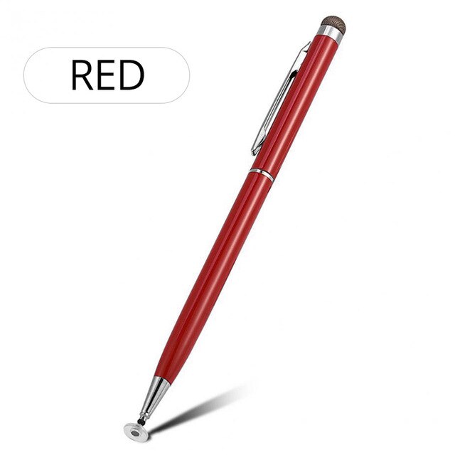 2 In 1 Stylus Pen Metal Hook Touch Screen Pen Tablet Drawing Writing Capacitive Pencil For Iphone Android Capacitive Touch Pen: Red