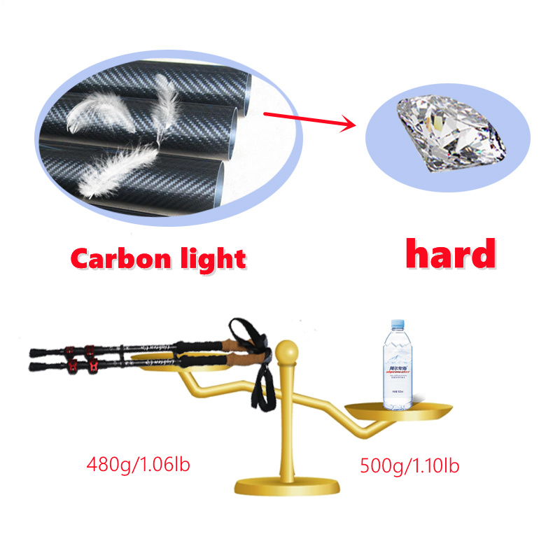 Hiking Rod Pack Adjustable Carbon Walking Walking Stick Cane - Rugged Lightweight Hiking Cane With Accessory Telescopic Stick