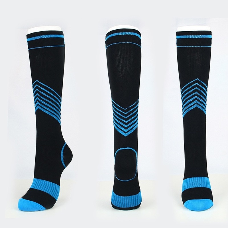 Jeseca unisex strømper kompresjon lang sox stripe trykk åreknuter strømpe kne støtte stretch trykk sirkulasjon