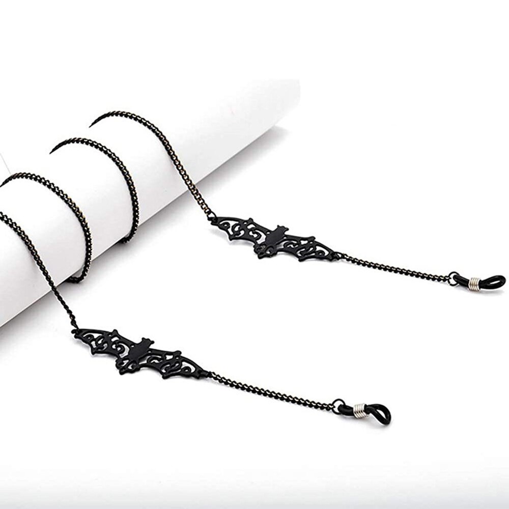 Kvinner retro svart flaggermus solbriller kjeder lanyards eyewear tilbehør solbriller lesebriller stropp ledning briller hengende tau