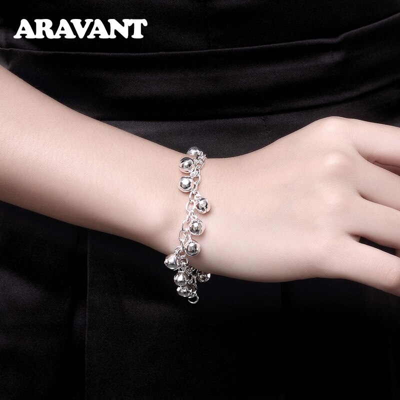 925 Silver Cute Bell Charm Bracelet For Women Engagement Jewelry