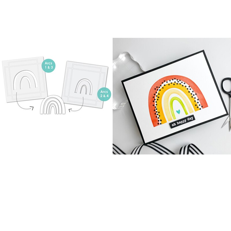 Rainbow Background Stencil for DIY Scrapbooking Decorative Embossing Paper Cards Crafts Plastic Templates Drawing Sheets 6x6