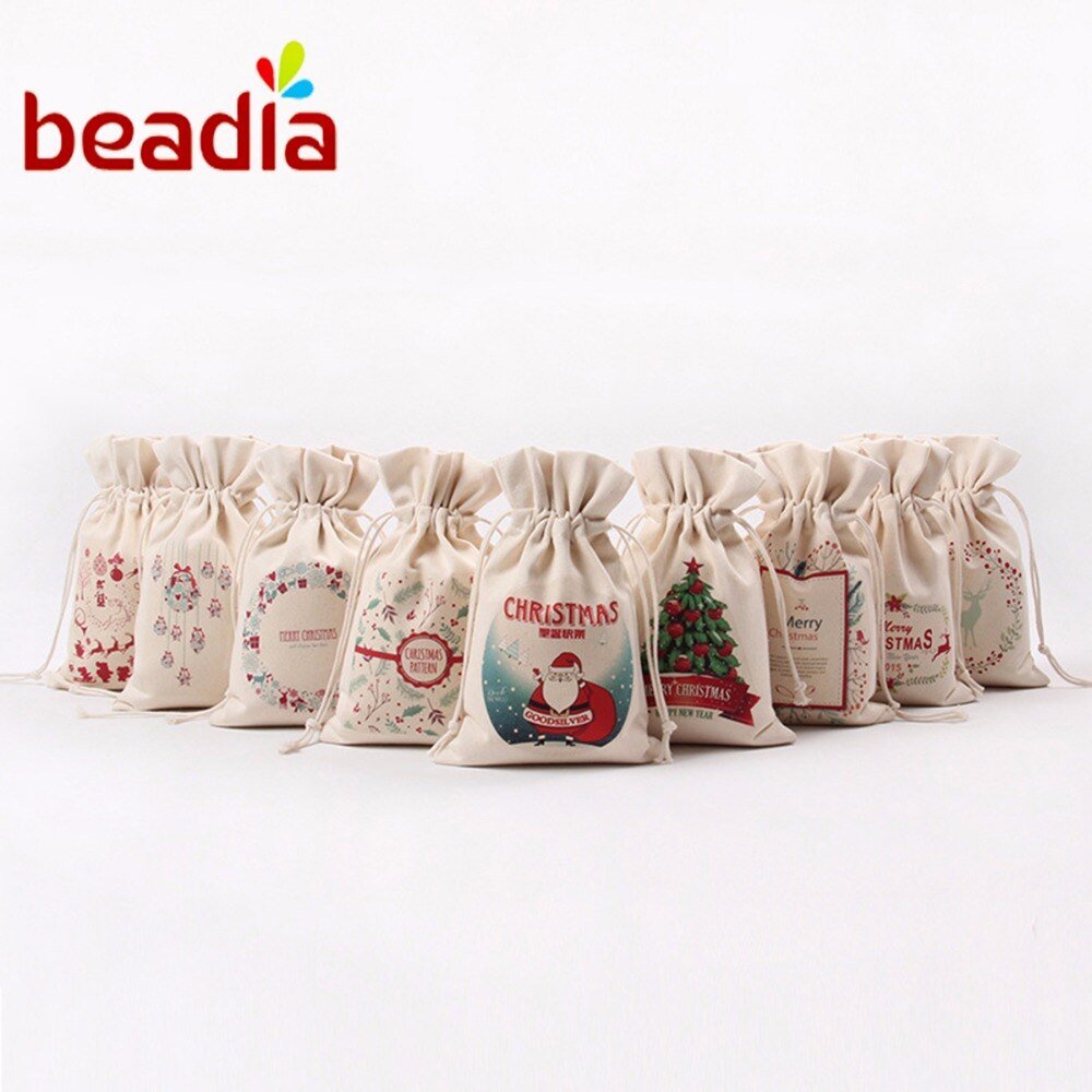 Szuflada bawełniana nić prezenty woreczki torba 16x23.5cm 14 style boże narodzenie Santa Xmas festiwal dzień cukierki prezent torba do noszenia