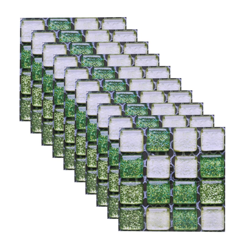 Autocollants muraux en mosaïque, 10 pièces, 10x10cm, autocollant pour peler et coller, rétro-adhésif, pour bricolage, cuisine, salle de bain, décoration murale de la maison: B04