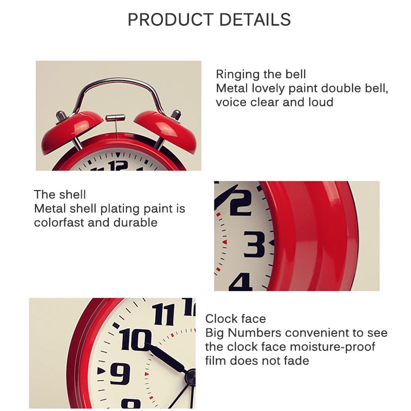 Alarm Clock Playing Bells Single-Sided Simple Modern Sleeping Wind Mechanical Copper Core Retro Old Metal Loudly Pointer