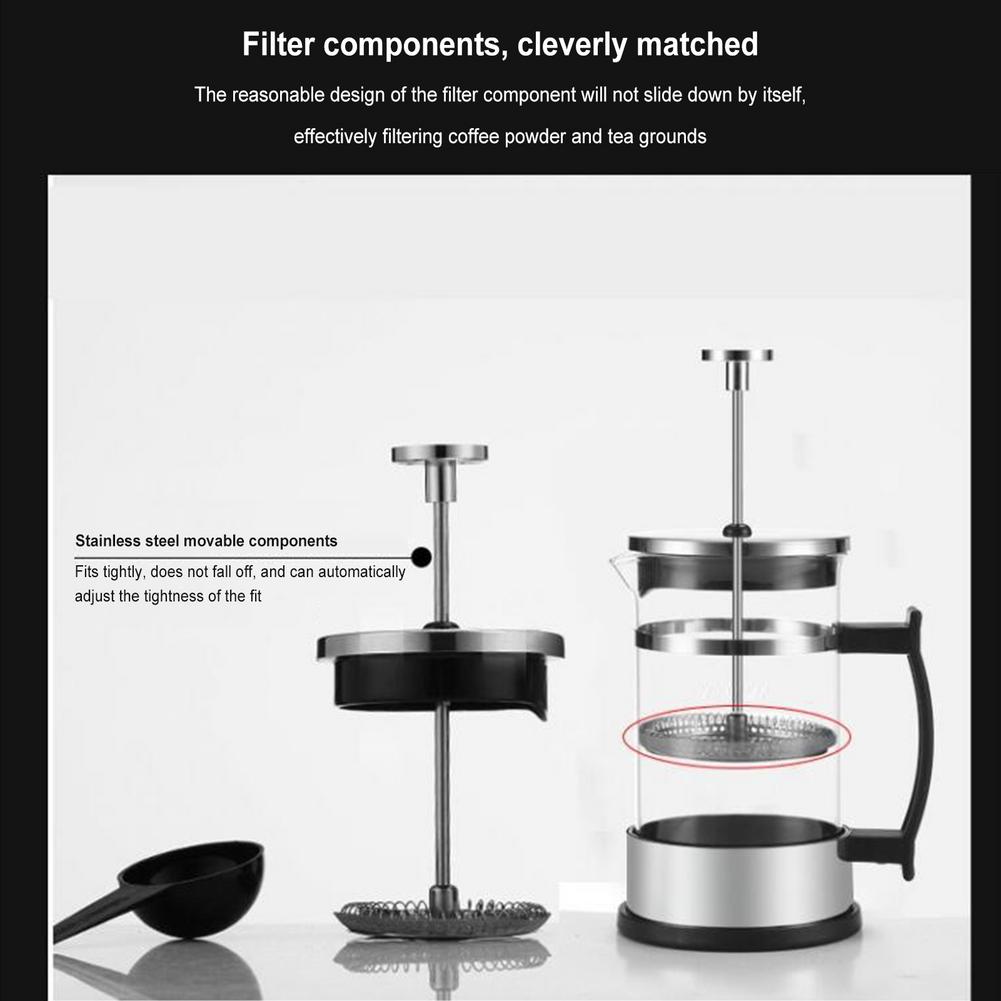 350/600ML French Press Coffee/Tea Brewer Coffee Pot Coffee Maker Kettle Stainless Steel Glass Thermos For Coffee Drinkware