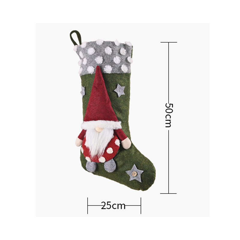 Medias de lana de cordero para Navidad, muñeco de bosque sin rostro, bolsa de de tela no tejida de gran capacidad, verde, 2 uds., novedad de