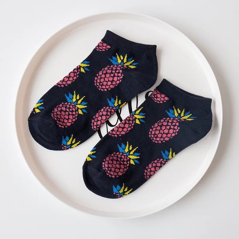 Chaussettes pour femmes Omelette Burger Sushi pomme plante fruits nourriture courte drôle coton chaussettes unisexe heureux chaussettes bateau chaussettes cheville