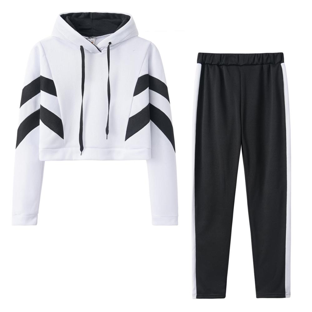 survêtement femmes à capuche à manches longues couleur bloc vêtements De sport costume décontracté Chandal Mujer Jogging Femme conjonctos De Mujer: C / S