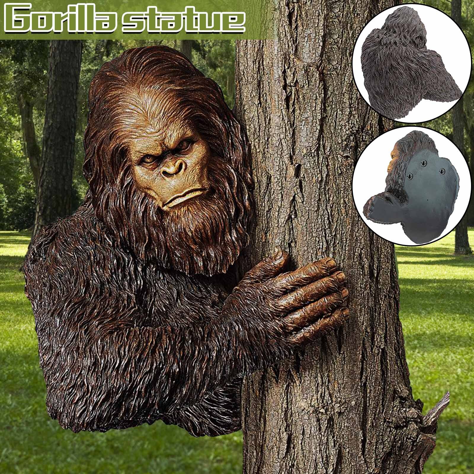 The Bashful Bigfoot Yeti Tree Statue Whimsical Cartoon Orangutan Sculpture Tree Hugger Sasquatch Garden Yard Art Tree Decoration