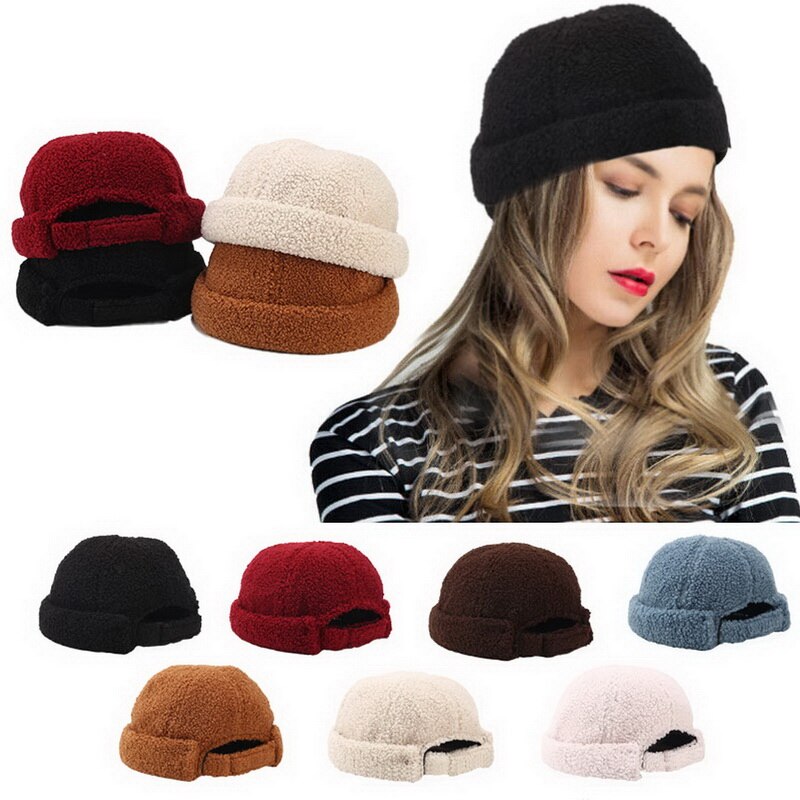Vinter varm hipbeanies kvinder mand hat vasket retro kraniet cap justerbar brimless hat åndbar beanie hatcap