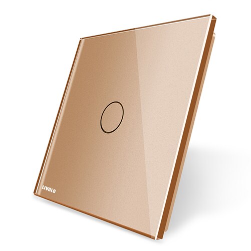 Livolo lyxigt vitt pärlkristallglas, eu -standard, enda glaspanel för 1 gängspeksknapp, vl -c7-c1-11 (4 färger), ingen strömbrytare: Gyllene