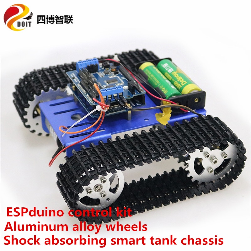 Szdoit espduino wifi control  t101 metal crawler rc robot tank chassi kit 33gb-520 dc motor diy för arduino utbildning leksak