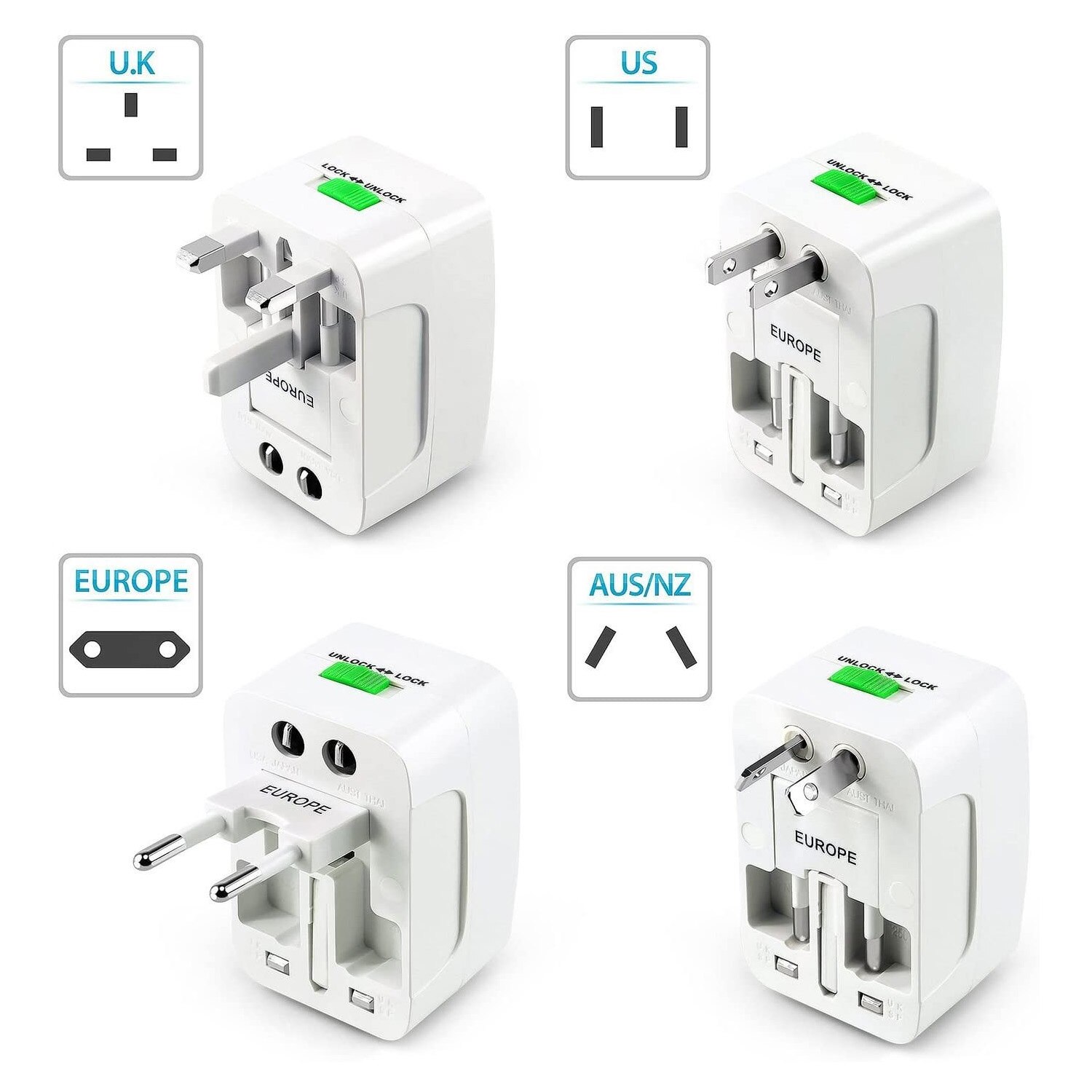 Travel Adapter Universal Plug Worldwide Travel Power Adapter Plug Converter Wall Charger Power Plug Socket for USA EU UK AUS