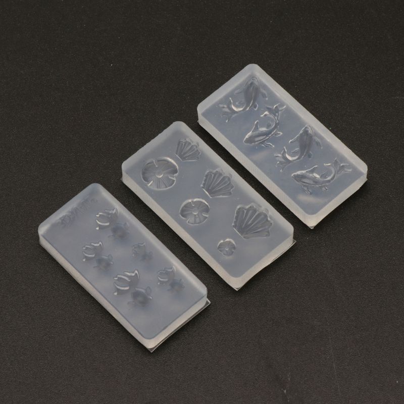 3 pcs Mini taille poisson rouge Lotus feuille boucles d'oreilles eau Dag bricolage résine bijoux moule Kit