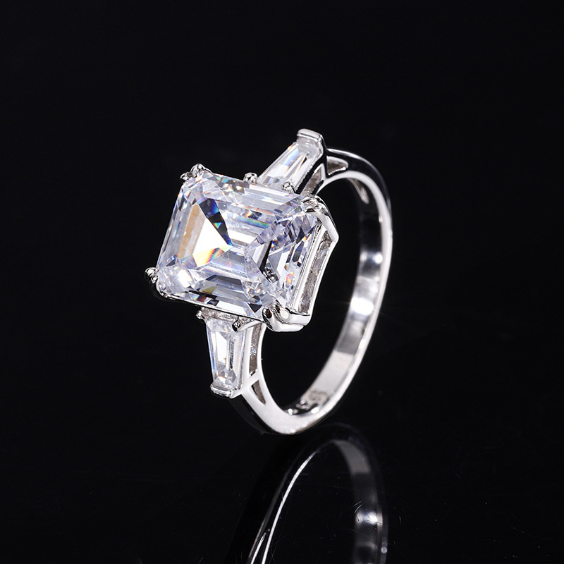 OEVAS 100% 925 Sterling Silber strahlend schneiden Hohe Kohlenstoff Diamant Anhänger Halskette Zucht Ohrringe Ringe Für Frauen Edlen Schmuck einstellen: Ring Größe 6