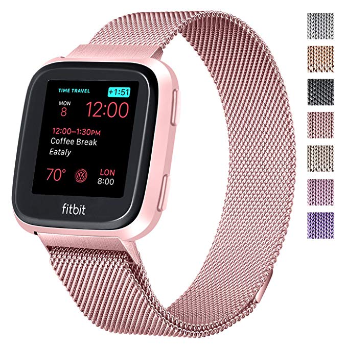 Metal Stainless Steel Band For Fitbit Versa/Versa 2 Strap Wrist Milanese Loop Magnetic Bracelet Male Lady Size Smart Accessories