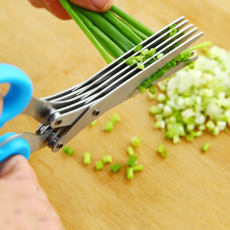 Keuken Schaar Roestvrij Staal Vijf Lagen Keuken Schaar Voedsel Snijders Groene Ui Koriander Zeewier Choppers Keuken Gereedschap