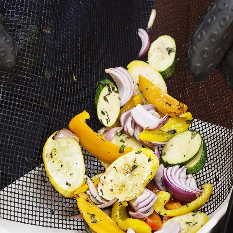 Non Stick Grill Mesh Sheet,Cooking Mats for Grilled Vegetables/Fish/Fajitas/Shrimp,Fiberglass Barbecue Cooking Mat