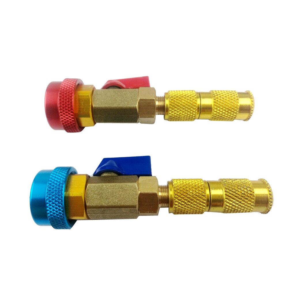 2PCS Car Truck Replacement Valve Core High Low Pressure Side Tool Red & Blue