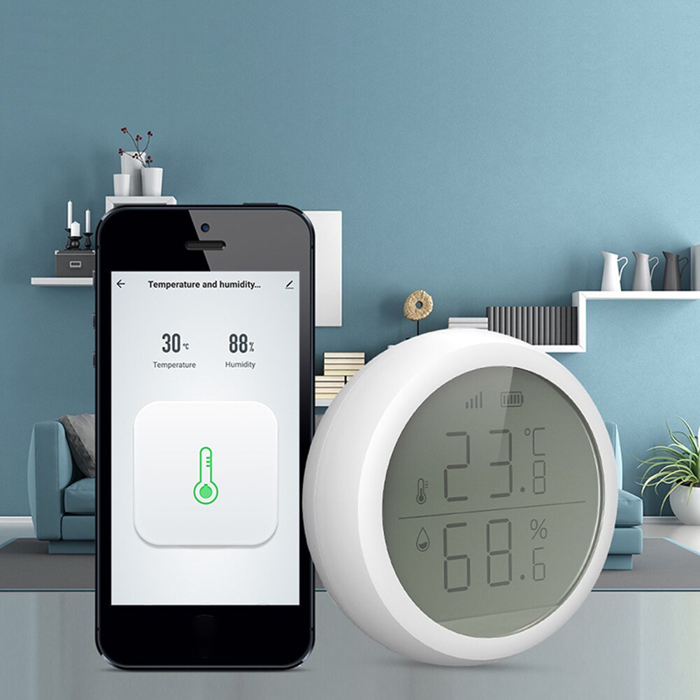 Smart Home Temperature/Humidity Sensor Wall Thermometer Wall Hanging Hygrothermograph Monitor for Indoor Automatic Alarm