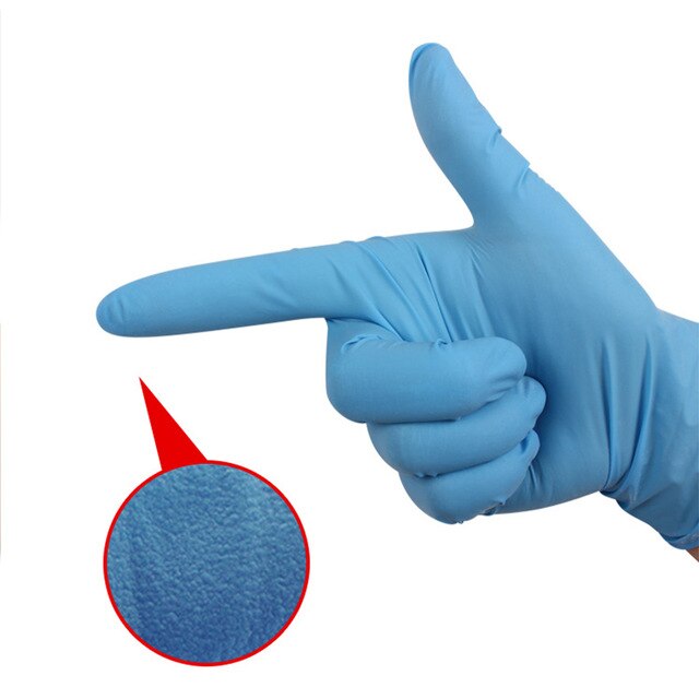 IMBABY 100pcs Disposable Latex Gloves Children Adult Non-Slip Durable Nitrile Gloves Acid & Alkali Rubber Glove Universal Gloves: 50PCS Blue M