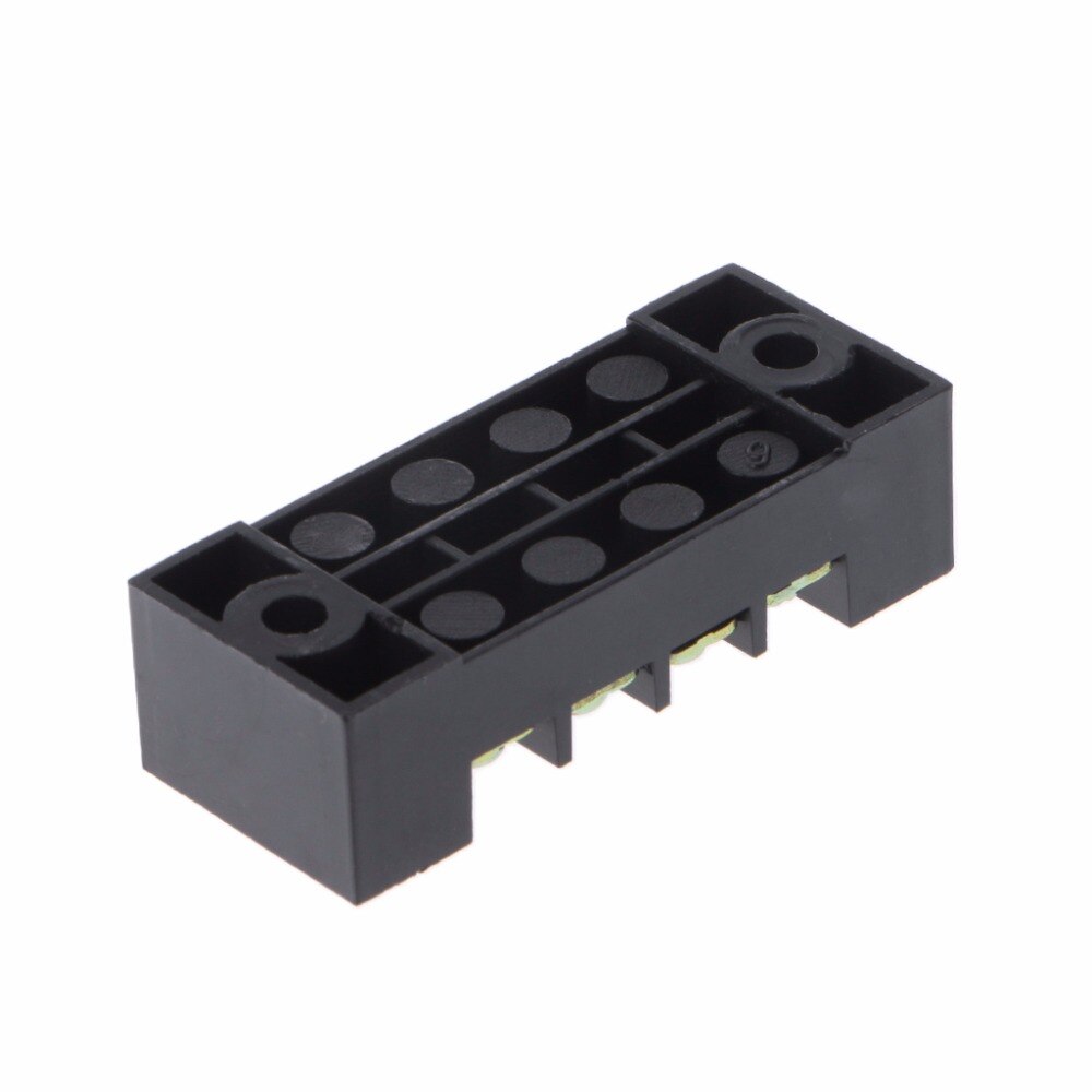 600V 15A 4 Positions Dual Rows Covered Barrier Screw Terminal Block Strip Wires Connector