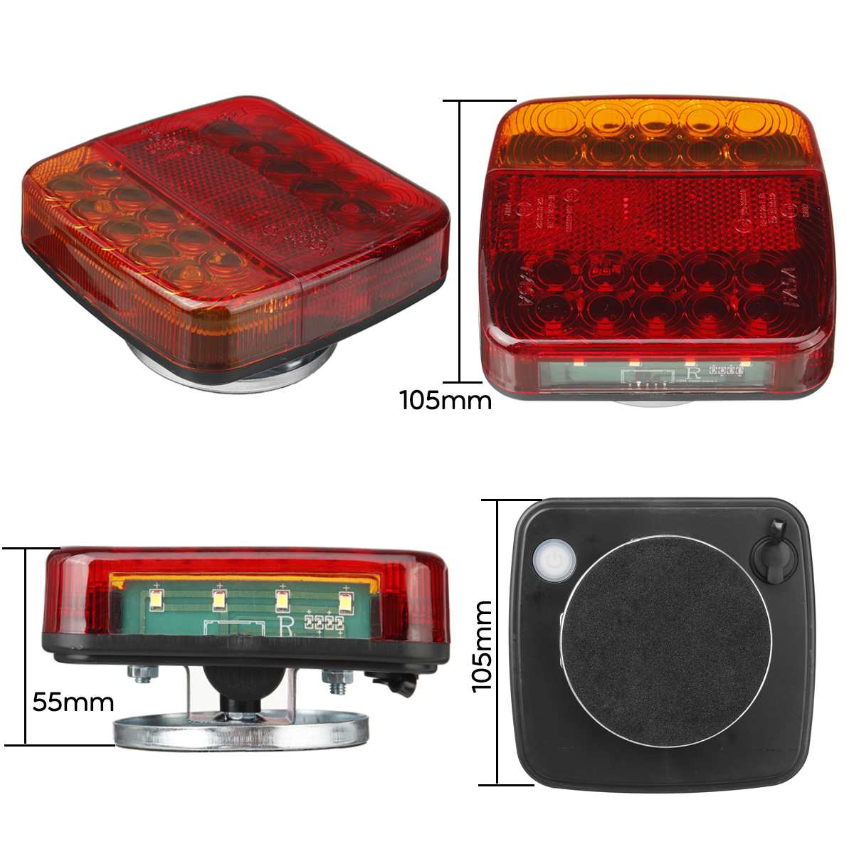 2 Stuks Draadloze Magnetische Led Truck Achterlicht Trailer Achterlicht Signaal Waarschuwing Remlicht Voor Caravans Campers Vrachtwagen Caravan rv