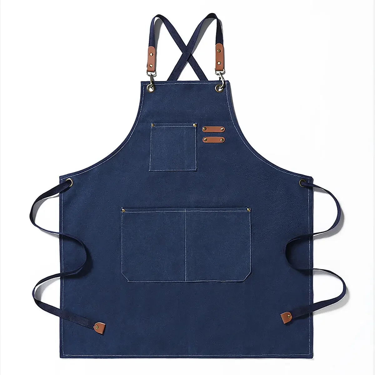 Nueva de delantal con pechera de mezclilla de lona gruesa, cocina, taller, delantal de trabajo pesado para hombres y mujeres, accesorios de cocina para el hogar: Azul
