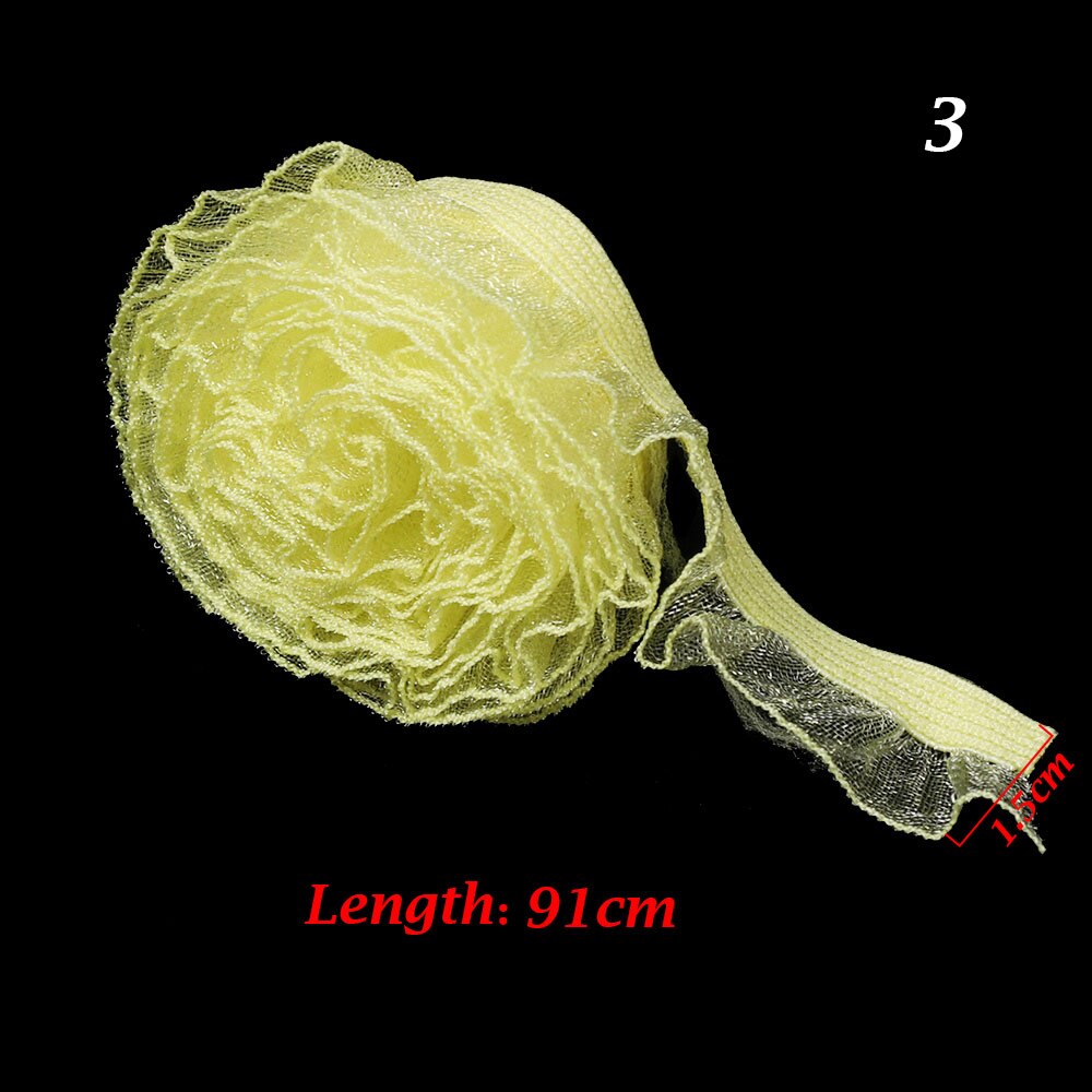 Color Lace Fabric for Decor Dolls Clothes Socks Pleated Elastic Lace Ribbon Material DIY Toy Doll Sew Clothing Collar Dress Trim: 03