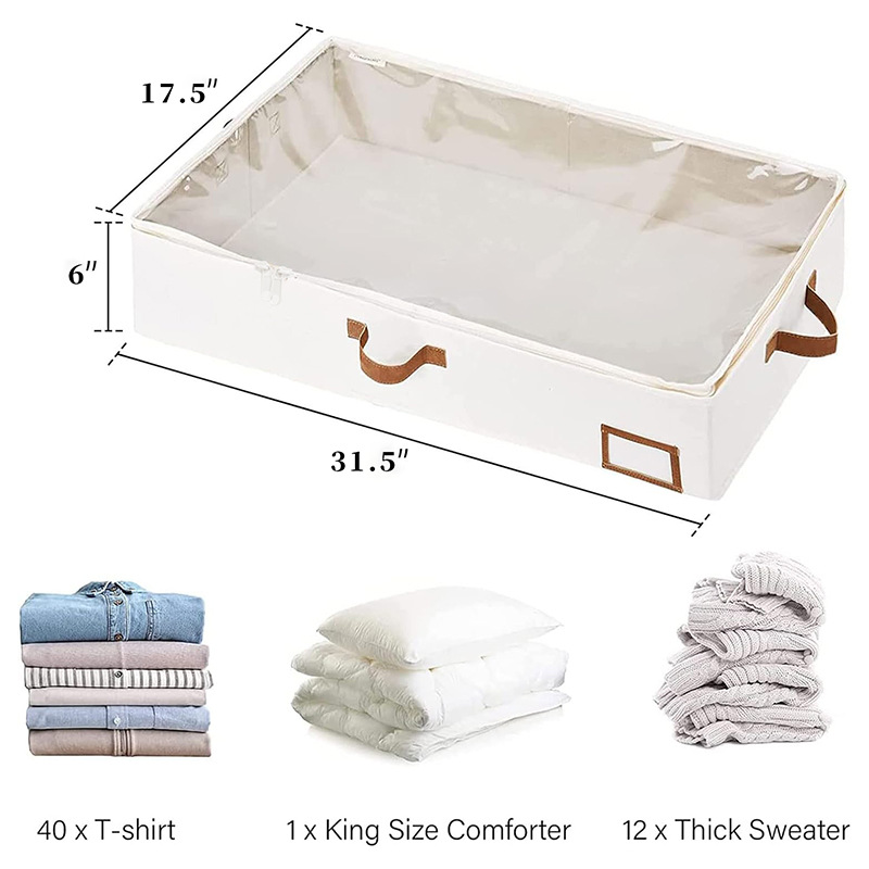4 Pack Foldable Underbed Storage Box for Clothes Under Bed Clothes Organizer With Sturdy Structure and Ultra Thick Fabric