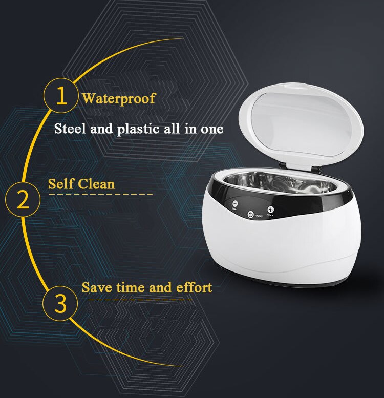 Ultrasonic Ultrasound Cleaner Glasses Watch Jewelry Cleaning Machine Home Office