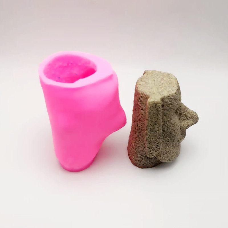 Moule en Silicone île de pâques statue en pierre utilisée dans la fabrication de béton modèle bougie savon plâtre moule outil de décoration intérieure