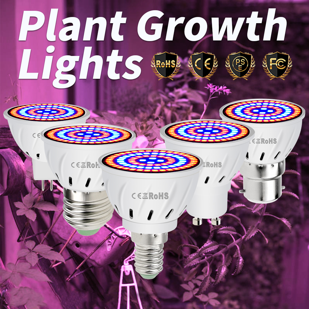 LED Plant Groeien Licht E27 Fitolamp E14 LED Volledige Spectrum 3W MR16 LED Groeien Lichten Voor Indoor Phyto Lamp GU10 Groei Lamp B22