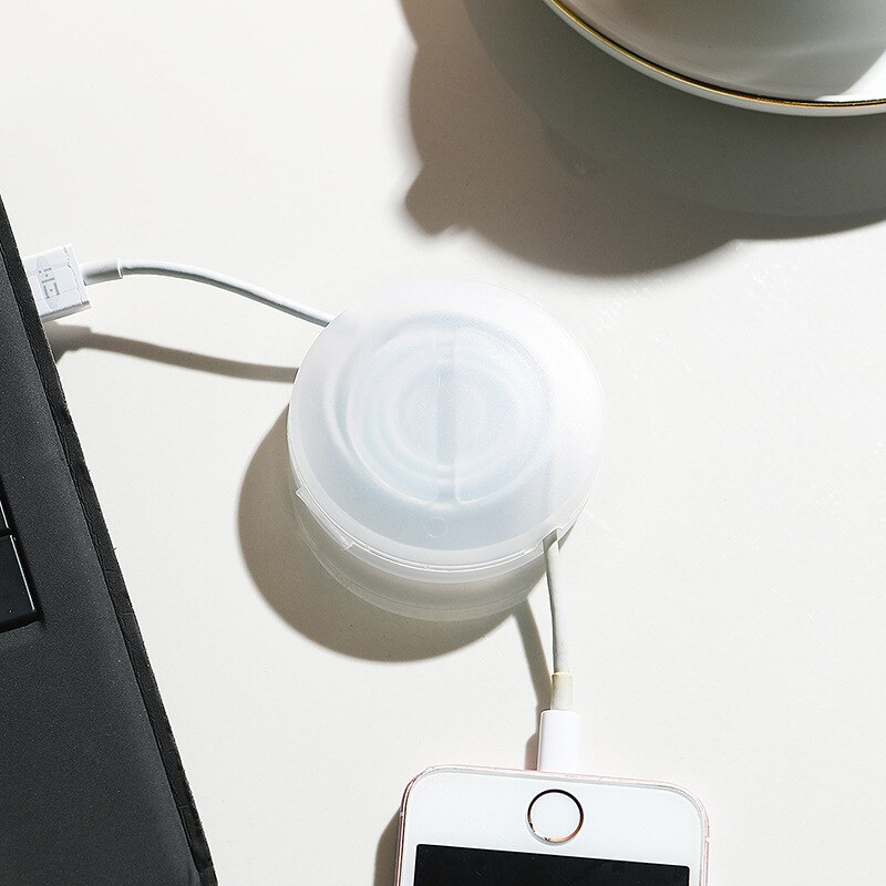 Kleine En Draagbare Ronde Draaibaar Datakabel Organisator Opbergdoos Mobiele Telefoon Opladen Kabel Winder