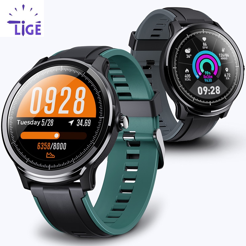 LIGE nouvelle montre intelligente plein écran tactile IP68 étanche fréquence cardiaque moniteur de pression artérielle Sport smartwatch information rappel