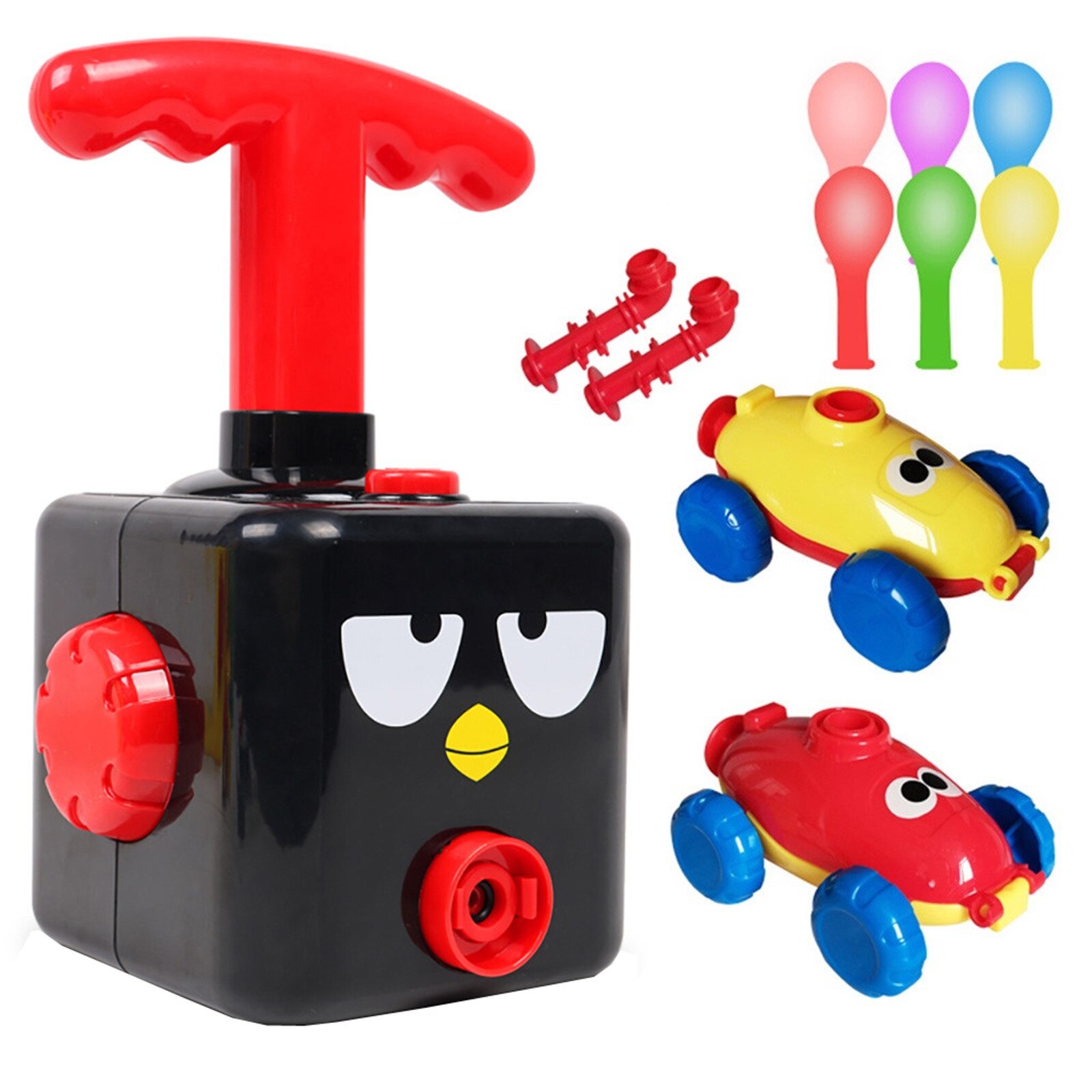 Inertiële Power Ballon Auto Opblaasbare Ballon Pomp Hand Push Mini Plastic Inflator Luchtpomp Power Science Experiment Speelgoed Voor Kid: Black