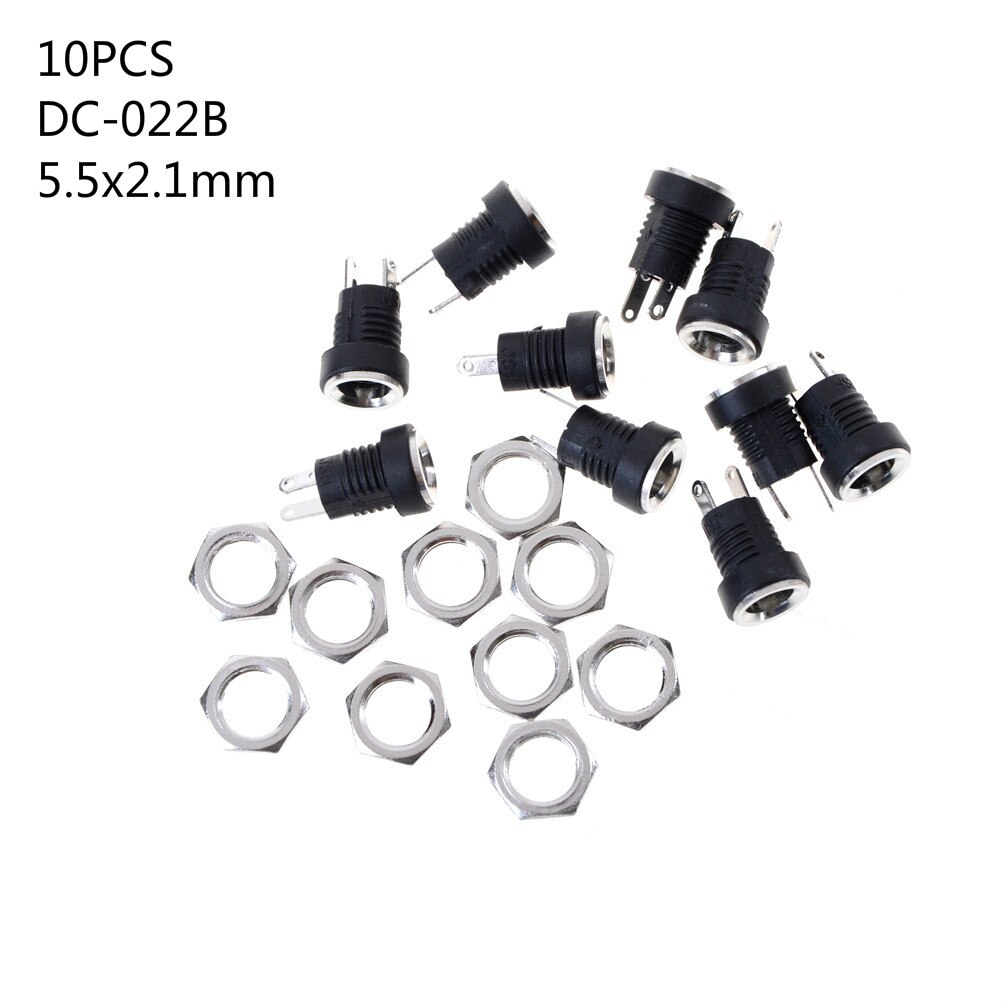 DC Power Connectors Pin 2.1x5.5mm Female Plug Jack + Male Plug Jack Socket Adapter PCB Mount DIY Adapter Connectors 2.1X5.5mm: 10xDC 022B Plug
