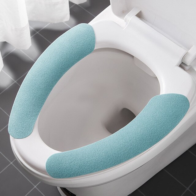 Comfortabele Borduren Badkamer Toilet Seat Cover Winter Wc Cover Huishoudelijke Closestool Mat Seat Case Deksel Deksel: Blue