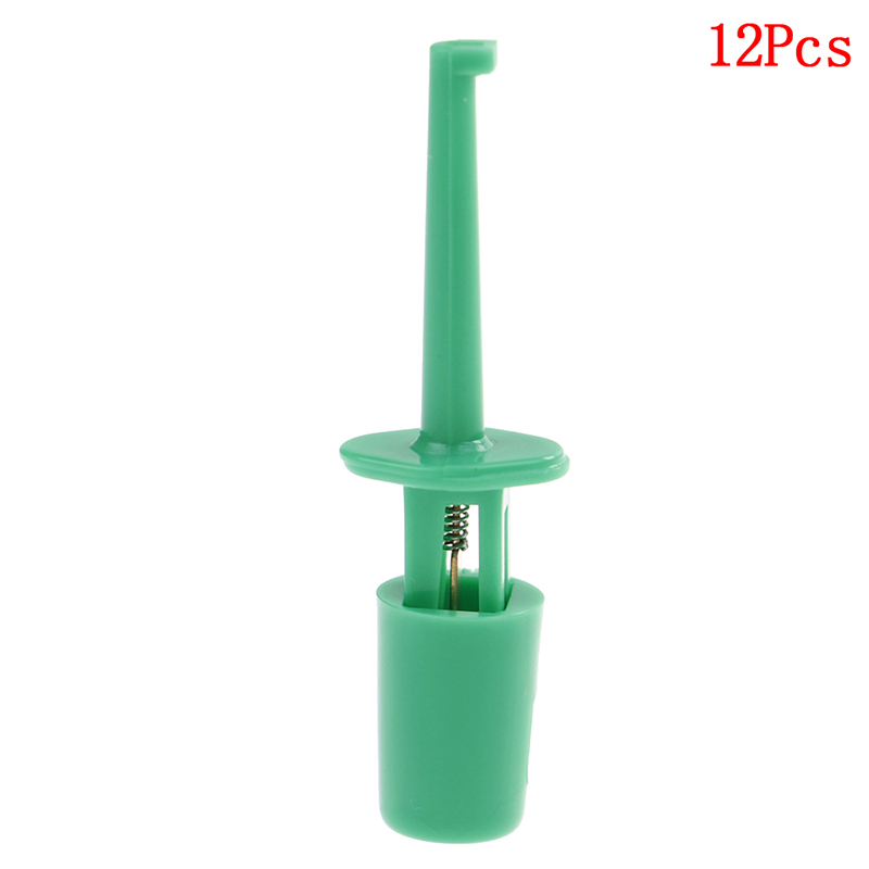 Mini 12Pcs Or 10pcs Single Test Hook Clip Test Probe For Electronic Testing IC Grabber Large Round Crocodile Clip Hook Test Clip: Green 12pcs