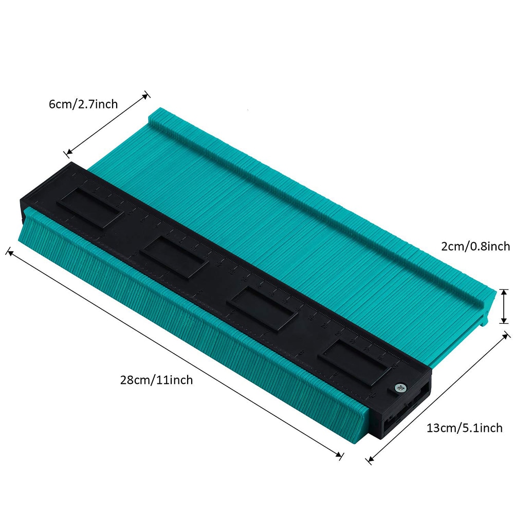 Medidor de contorno multifunción, baldosas laminadas, regla de medida de madera para dar forma a los bordes, medidor de contorno duplicador de plástico de 5/10 pulgadas: 10 inch  green