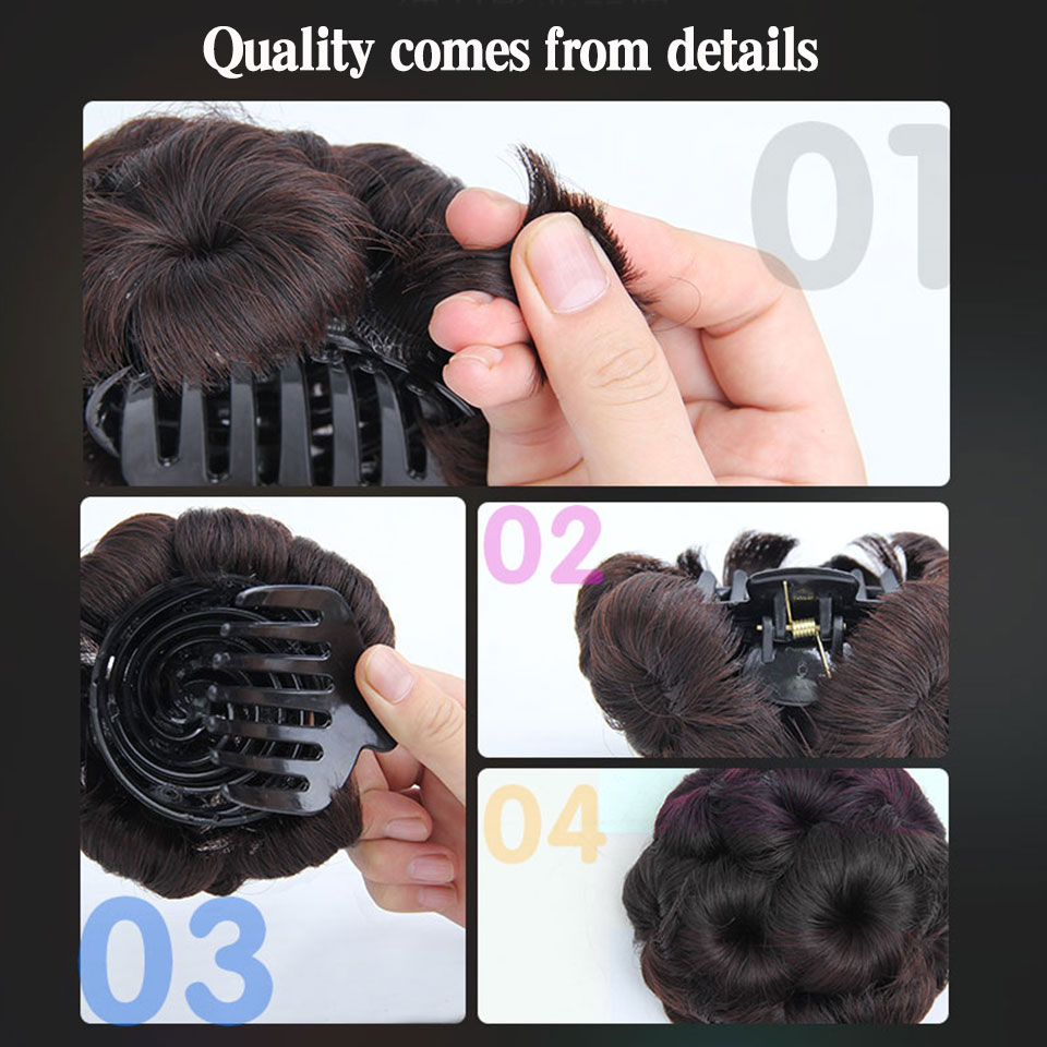 DIFEI Synthetic High Temperature Fiber Chignon Nine flowers Hair Women Curly Chignon Hair Bun Donut Clip In Hairpiece