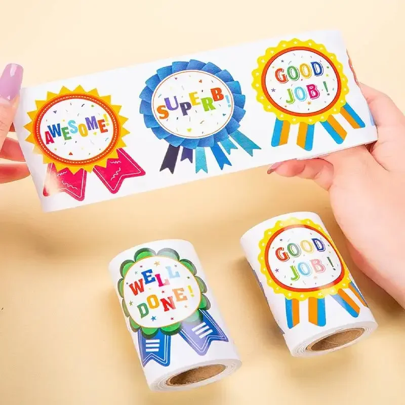 100pcs Big Reward Stickers 70mm Labels Praise Fun Chart Great Wow Super Job Well Done Nice Work for Kids Children Teacher Parent