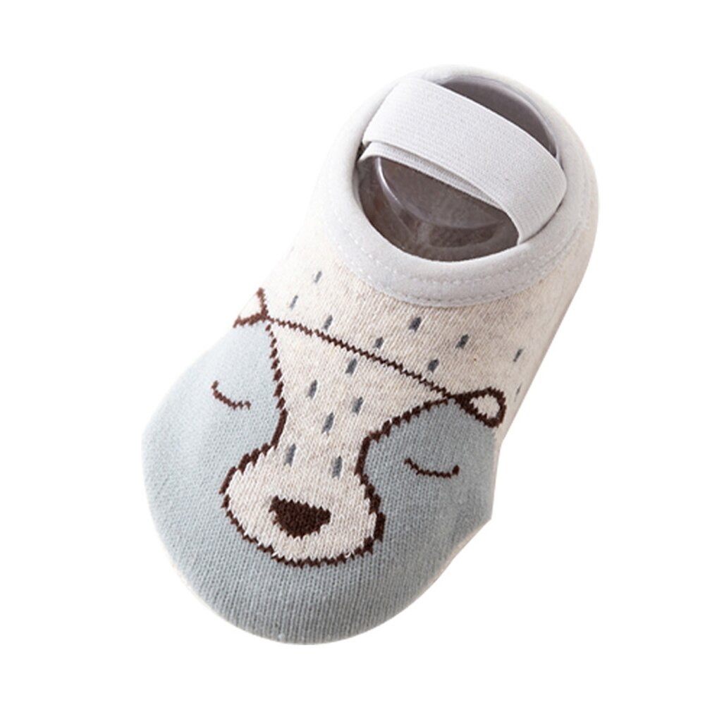Calcetines antideslizantes para bebé, medias de algodón con estampado de zorro y Animal de dibujos animados, para recién nacido: gray fox / Fit 0-1year