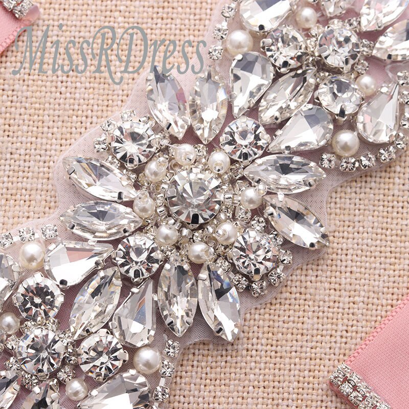 Missrdress crystal pearls bryllup bælte diamant brude bælte sølv rhinestones bælte sash til brude brudepige kjoler  jk847