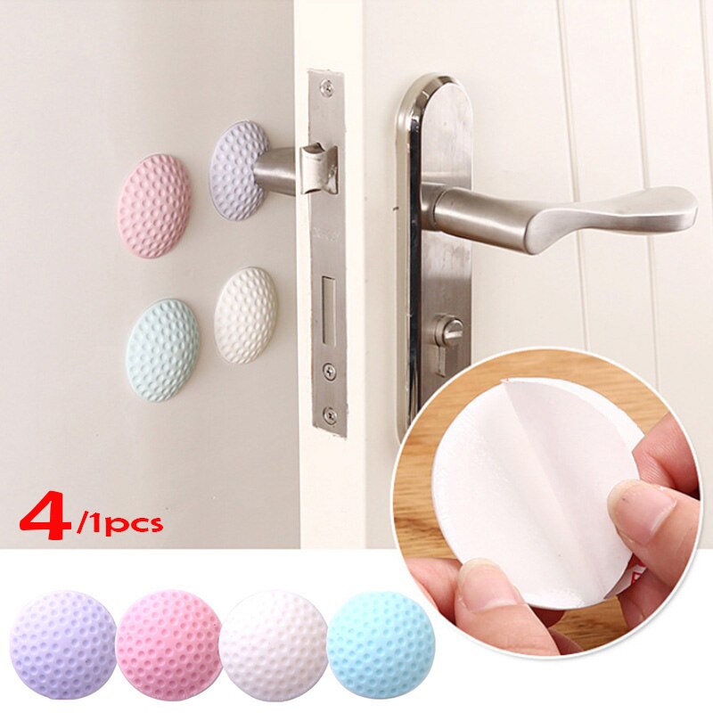 Tope de puerta autoadhesivo para el cuidado del bebé, almohadilla protectora de goma para cerradura de guardabarros, a prueba de golpes, 4 piezas