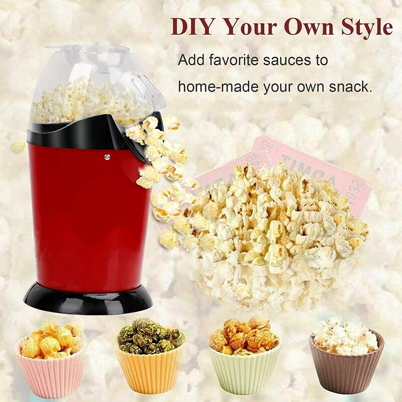 Popcorn Maker Air PopCorn Popper 1200W with Measuring Cup No Oil for Home Party -Corn Machine US Plug