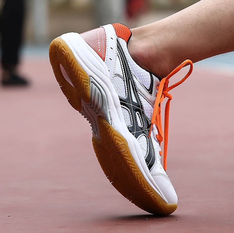 Mens Volleyball Shoes Breathable Volleyball Sneakers Men Light Weight Badminton Shoes Orange Blue Tennis Sneakers