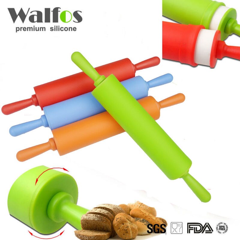 1 Pcs Huishoudelijke non-stick Siliconen Deegroller Deeg Roller Keuken Bakken Tool met Plastic Handvat Voor Kid keuken Gereedschap